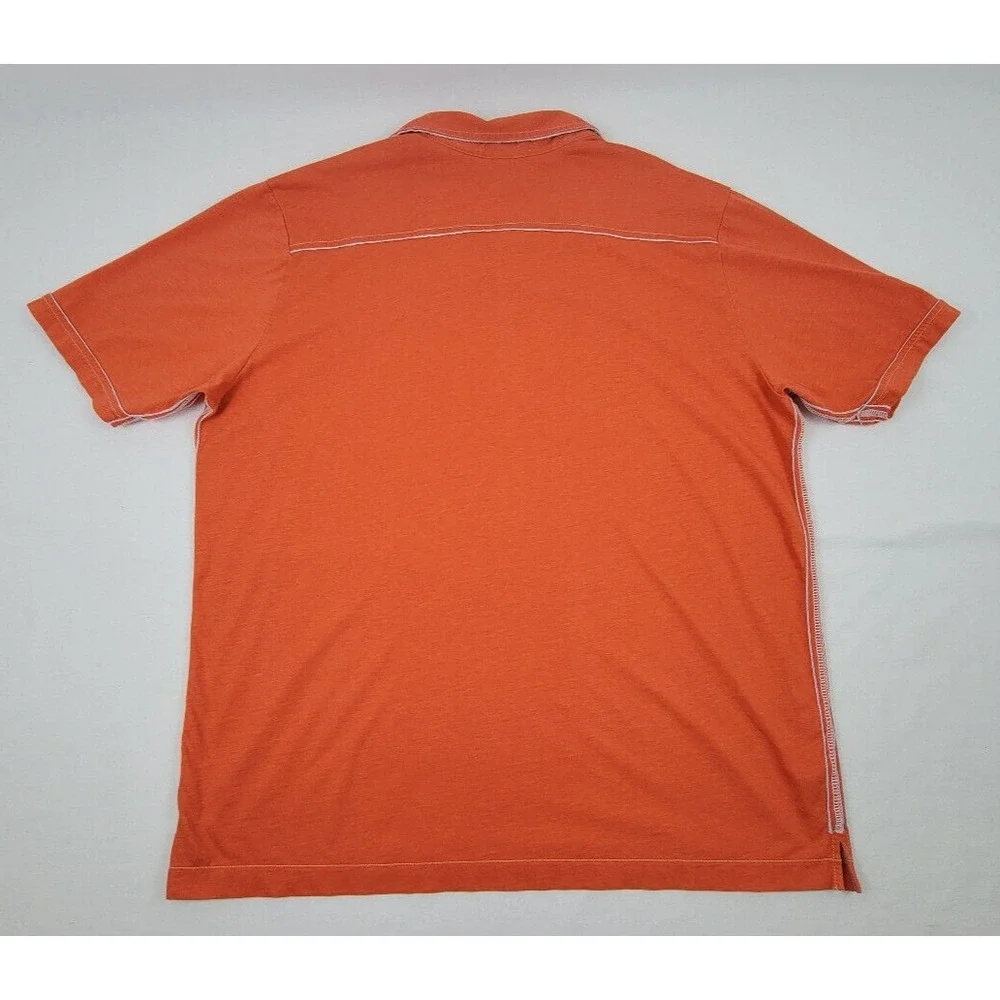 Tommy Bahama Jeans Polo Shirt Orange Mens XL 100% Pima‎ Cotton Short Sleeve